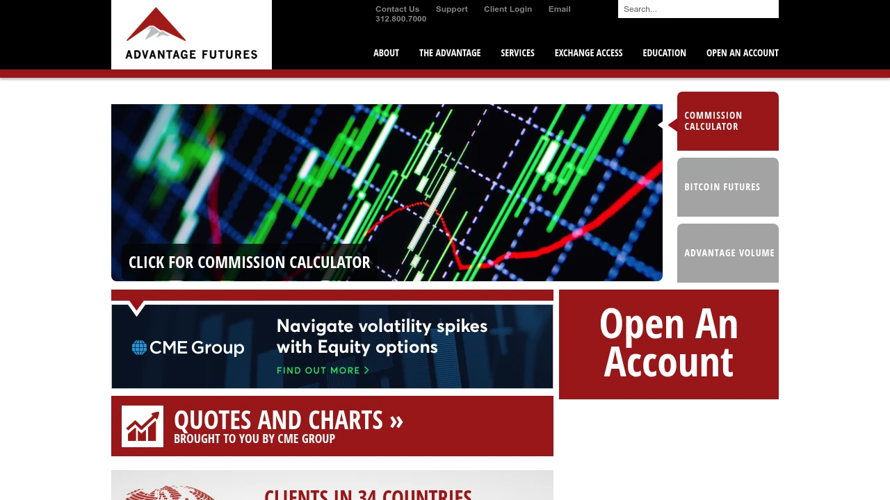 Advantage Futures Website Screenshot