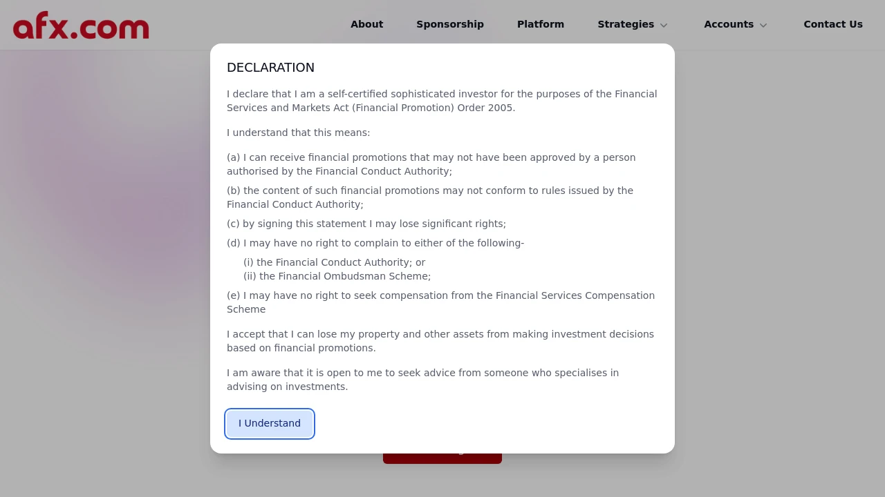 AFX Capital Website Screenshot