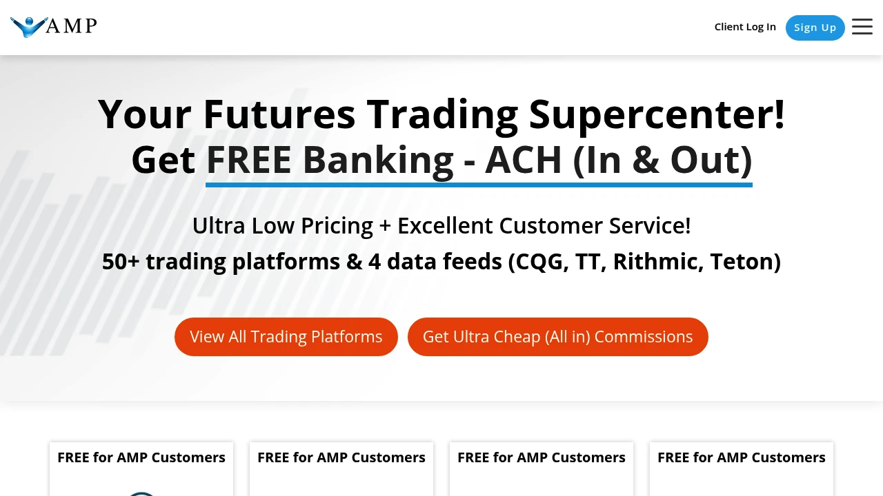 AMP Futures Website Screenshot