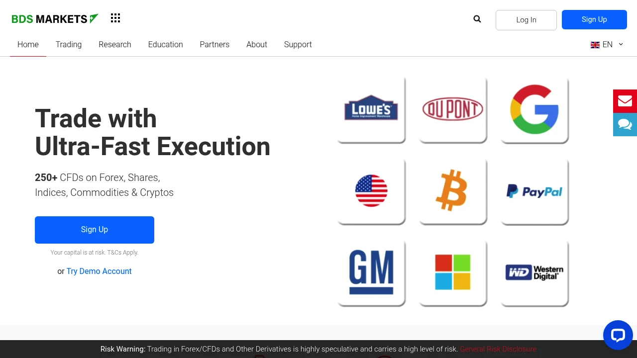 BDSwiss Website Screenshot