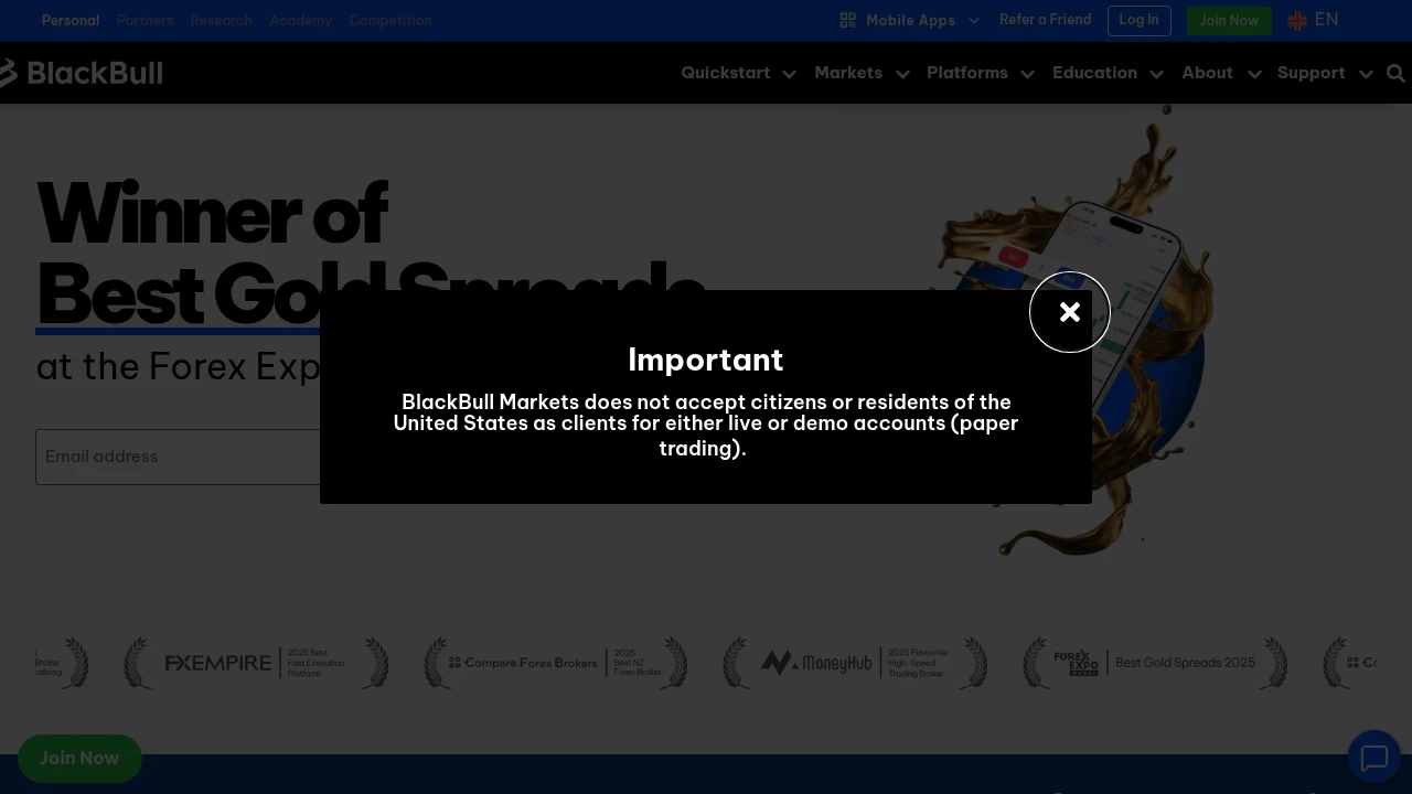 BlackBull Markets Website Screenshot