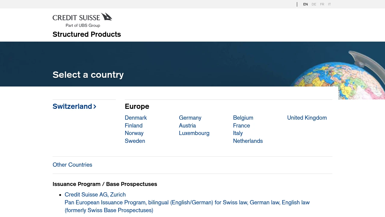 Credit Suisse Website Screenshot