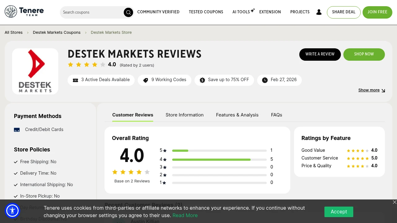 Destek Markets Website Screenshot