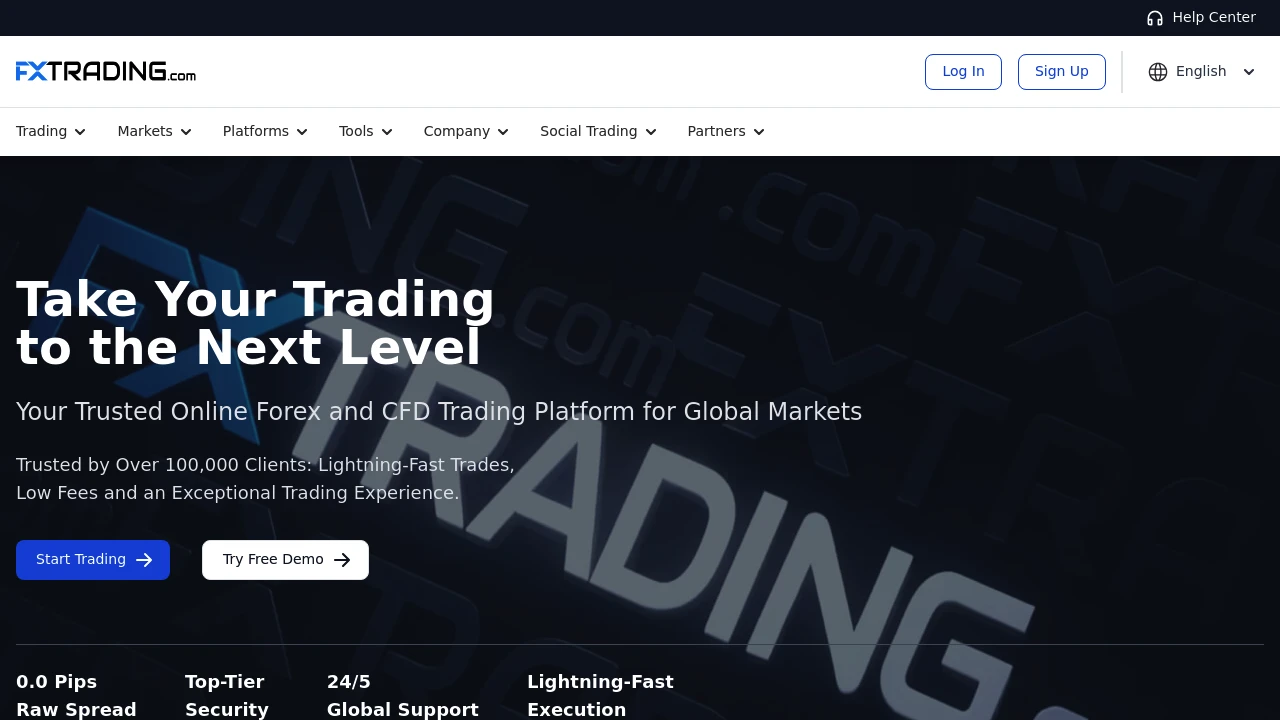 FX Trading Website Screenshot