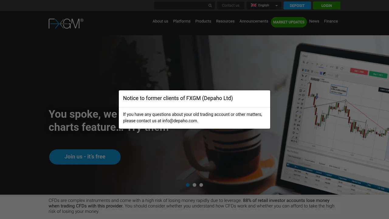 FXGM Website Screenshot