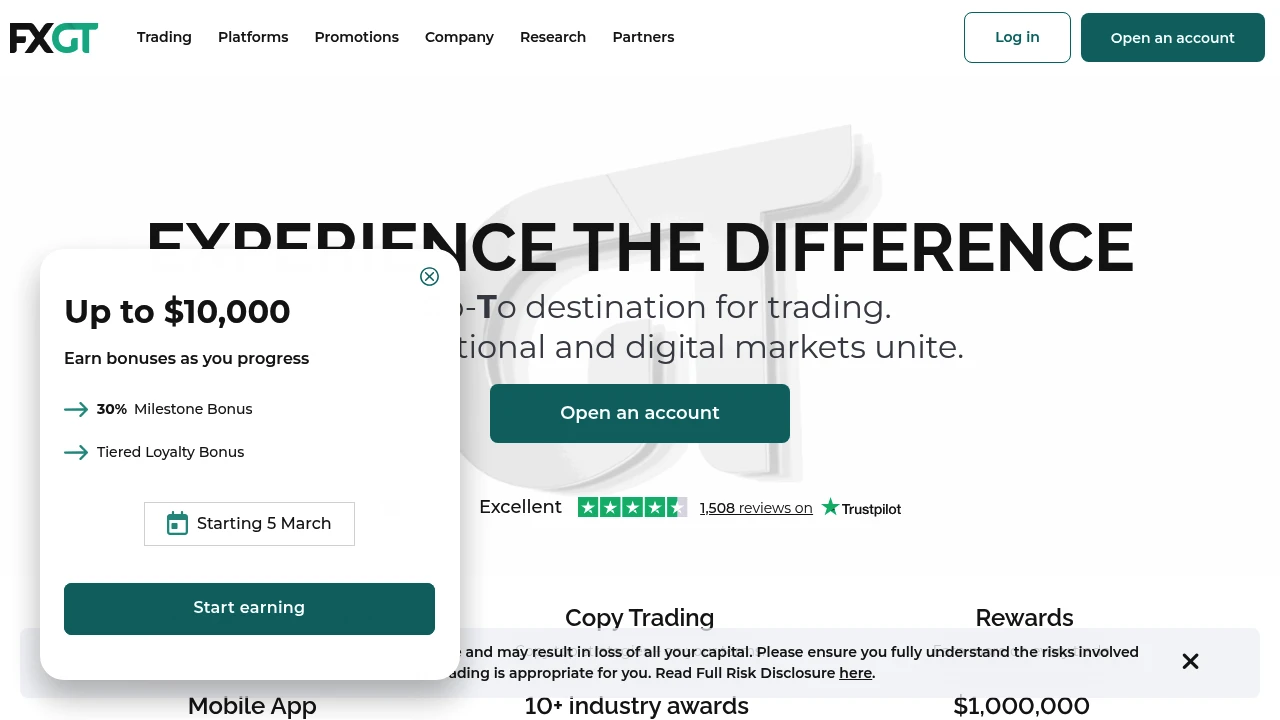 FXGT Website Screenshot