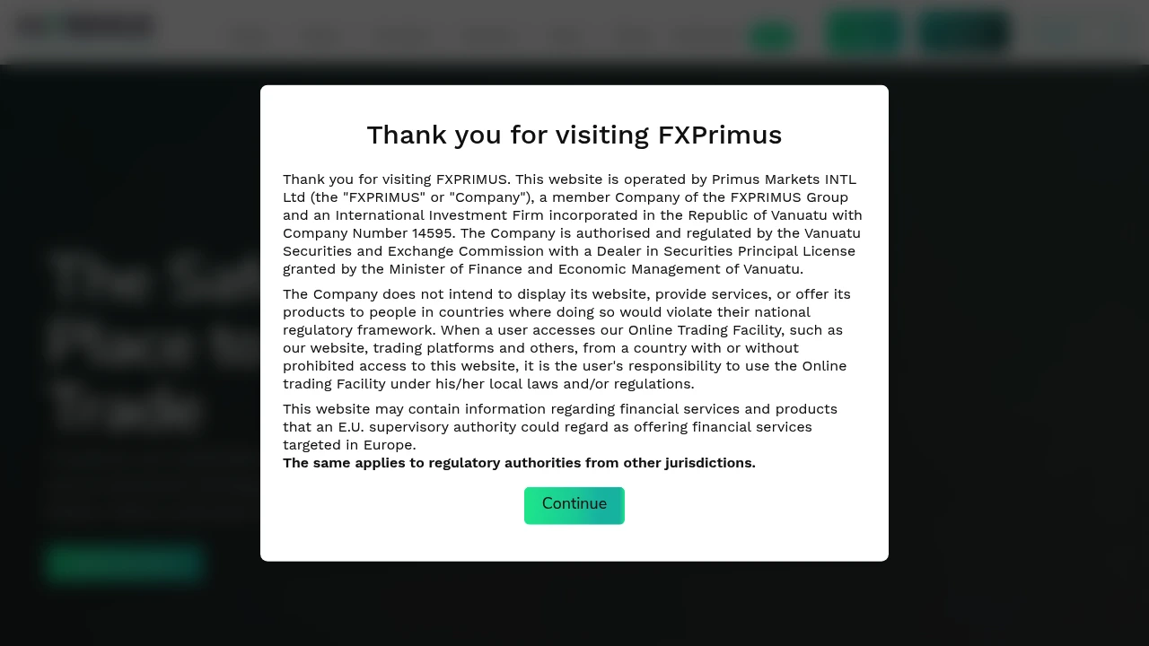 FXPRIMUS Website Screenshot