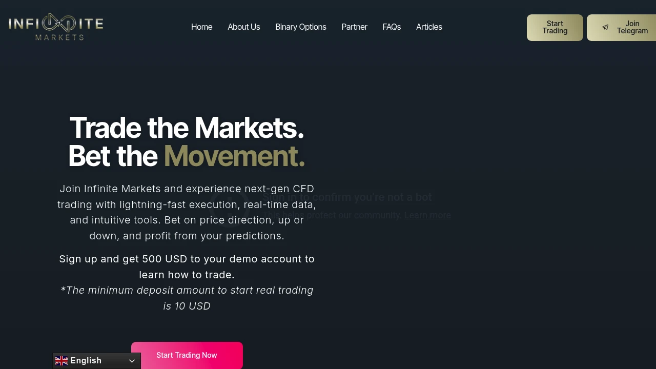 Infin Markets Website Screenshot