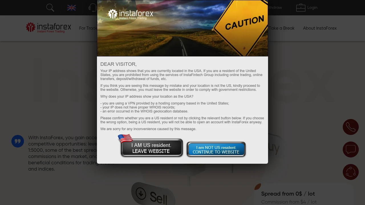 InstaForex LTD Website Screenshot
