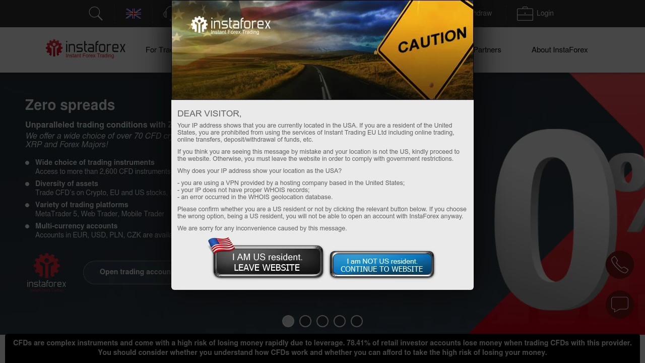 InstaForex Website Screenshot