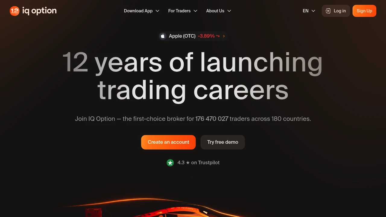 IQ Option Website Screenshot