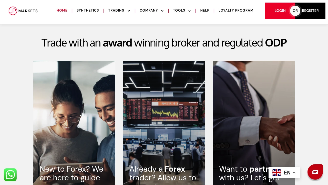 JP Markets Website Screenshot