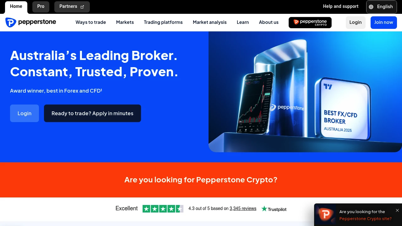 Pepperstone Website Screenshot