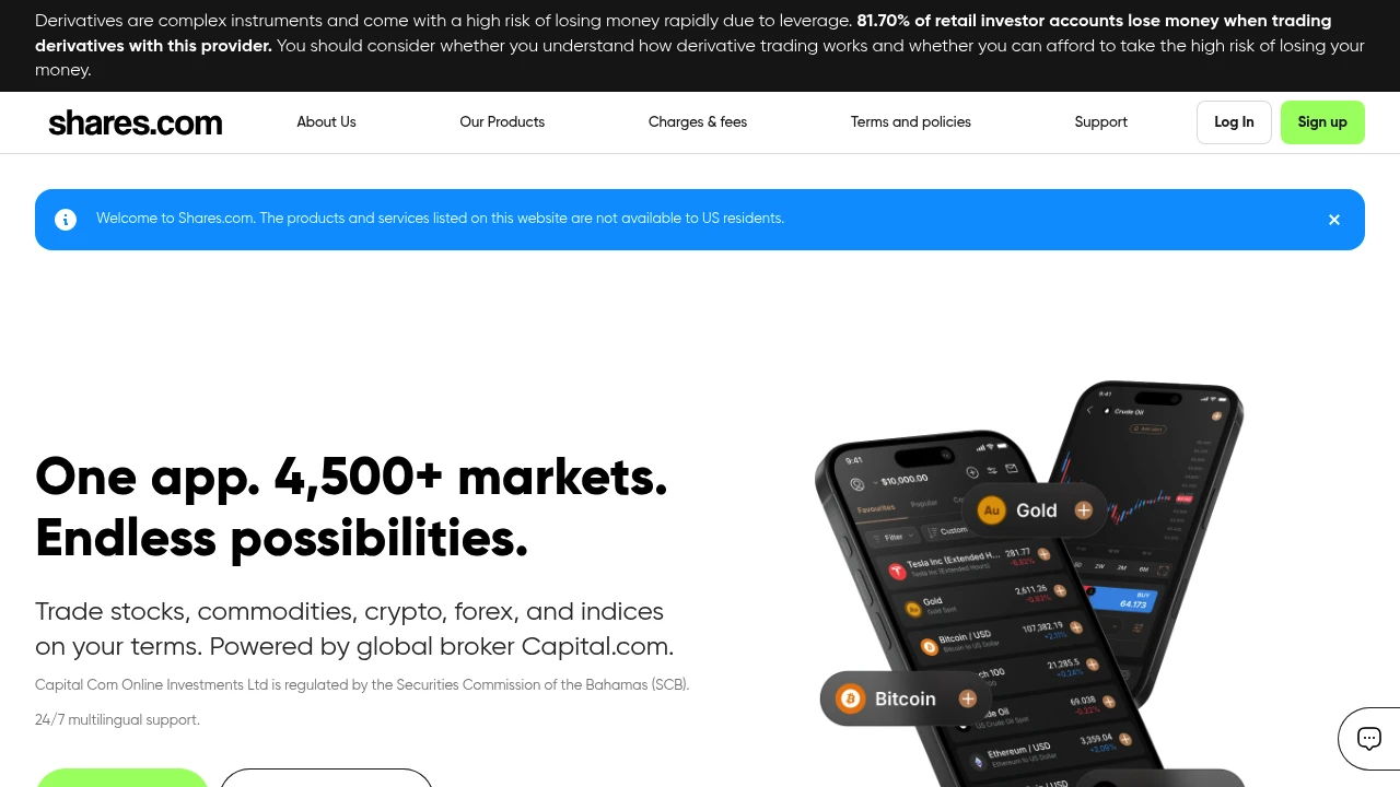 Shares.com Website Screenshot