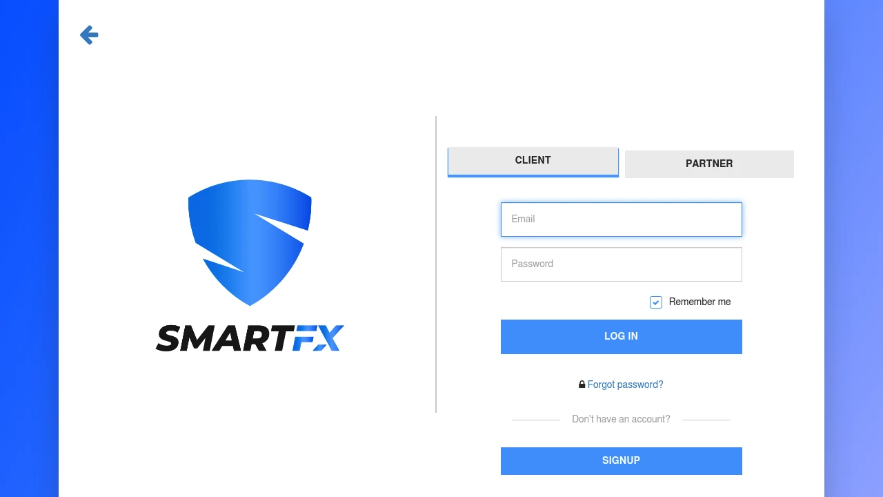 SmartFX Broker Website Screenshot