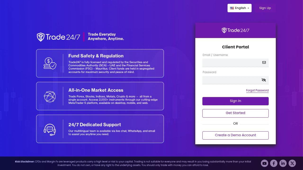 Trade 24/7 Website Screenshot