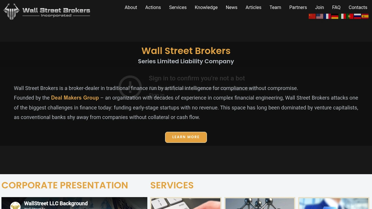 Wall Street Brokers Website Screenshot